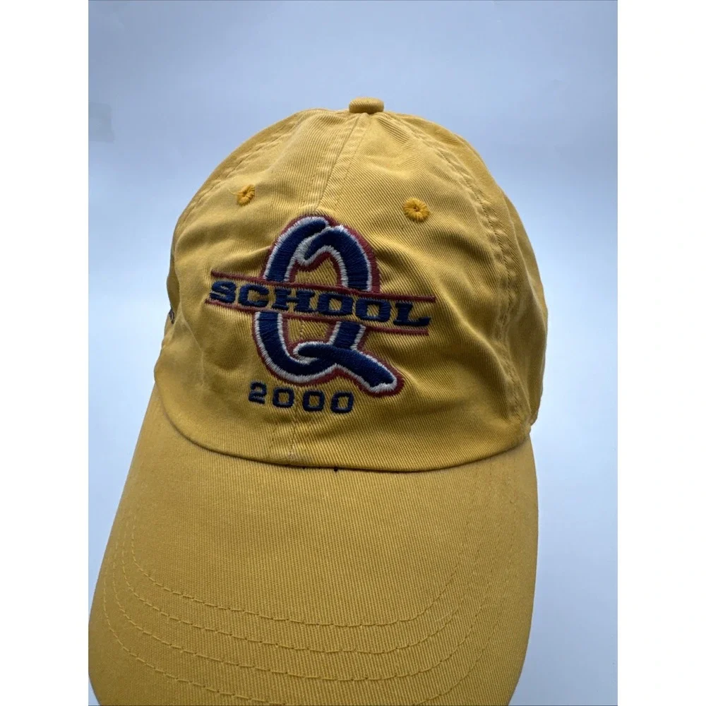 Y2k Ahead Vintage PGA West Golf Hat Yellow mustard Strap Back 2000 Dad Q School